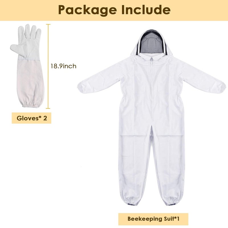ECKXCH Professional Bee Suit for Men Women with Gloves, Full Body Beekeeping Suit with Ventilated Hood, Bee Outfit for Backyard Beginner Beekeepers XL - Image 4